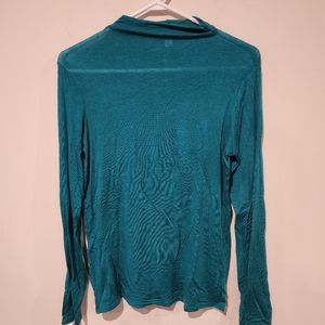 Nine West Fitted Long Sleeve Turtleneck Teal Medium